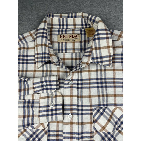Vintage Big Mac Mens Cotton large burgundy Button Down‎ Shirt - Picture 1 of 11